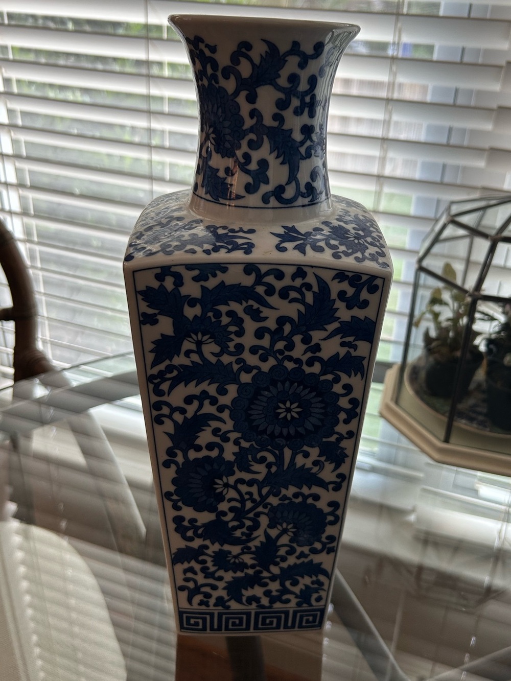 Blue and White Floral Porcelain Vase - Home Accents